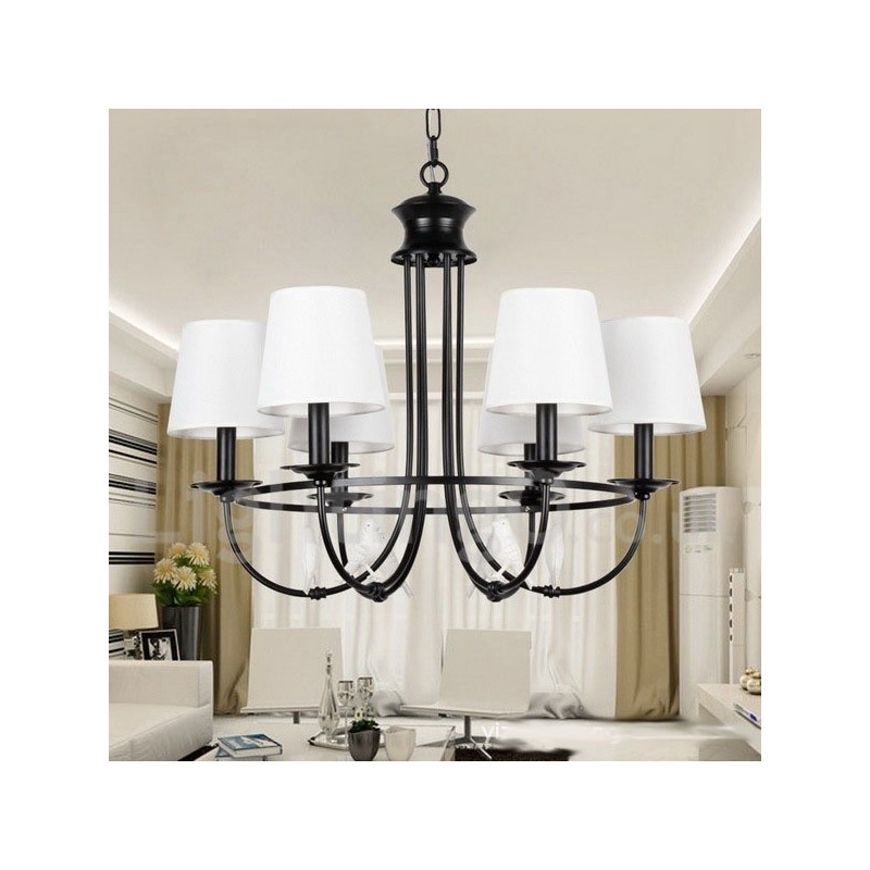 6 Light Retro Black Mediterranean Style Rustic Contemporary Candle Style Chandelier