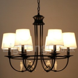 6 Light Retro Black Mediterranean Style Rustic Contemporary Candle Style Chandelier