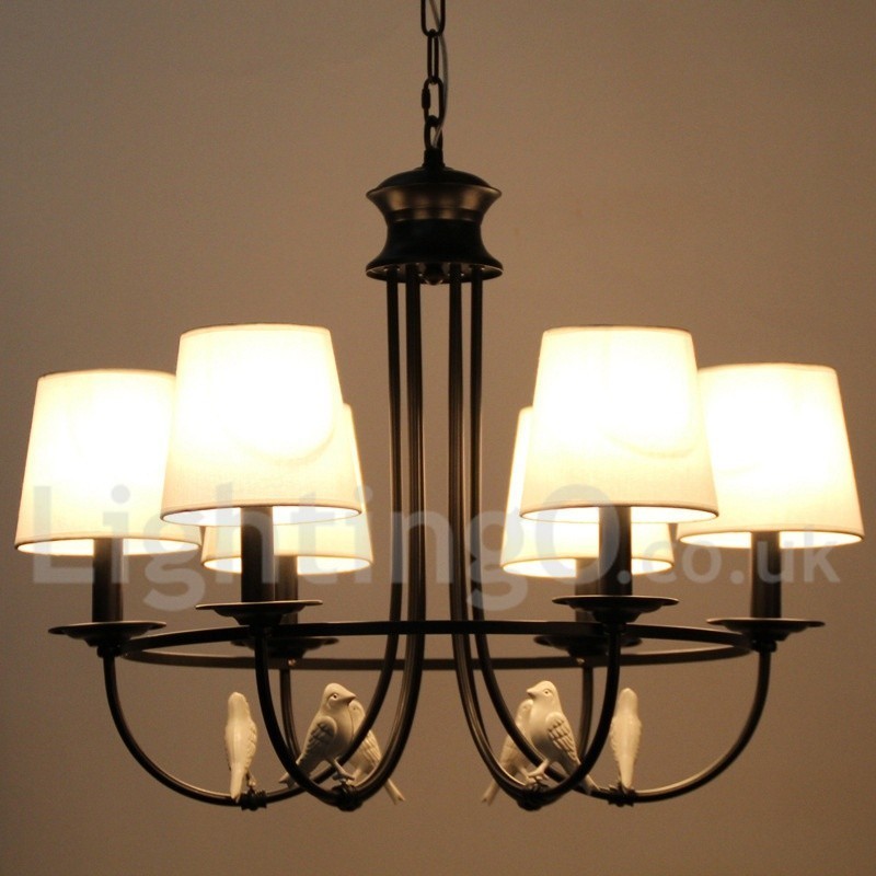 6 Light Retro Black Mediterranean Style Rustic Contemporary Candle Style Chandelier