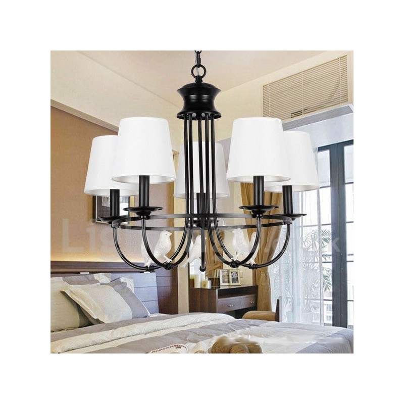 5 Light Retro Black Mediterranean Style Rustic Contemporary Candle Style Chandelier
