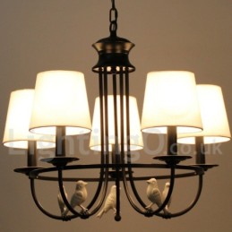 5 Light Retro Black Mediterranean Style Rustic Contemporary Candle Style Chandelier