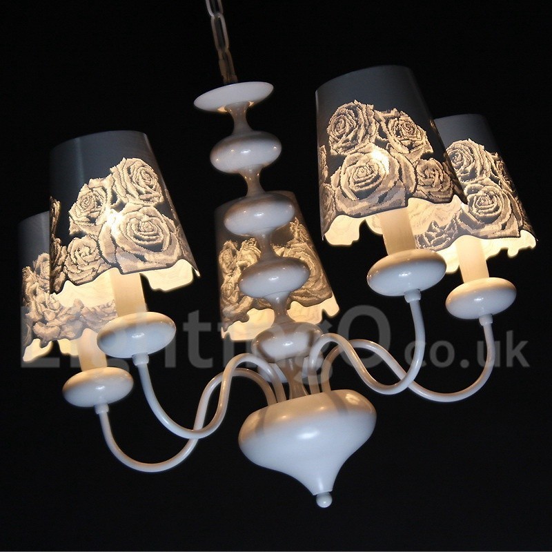 5 Light Modern Contemporary Hollow White Candle Style Chandelier