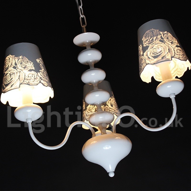 3 Light Modern Contemporary Hollow White Candle Style Chandelier