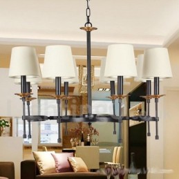 8 Light Rustic Black Retro Candle Style Chandelier