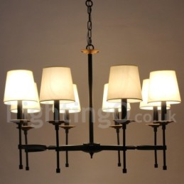 8 Light Rustic Black Retro Candle Style Chandelier