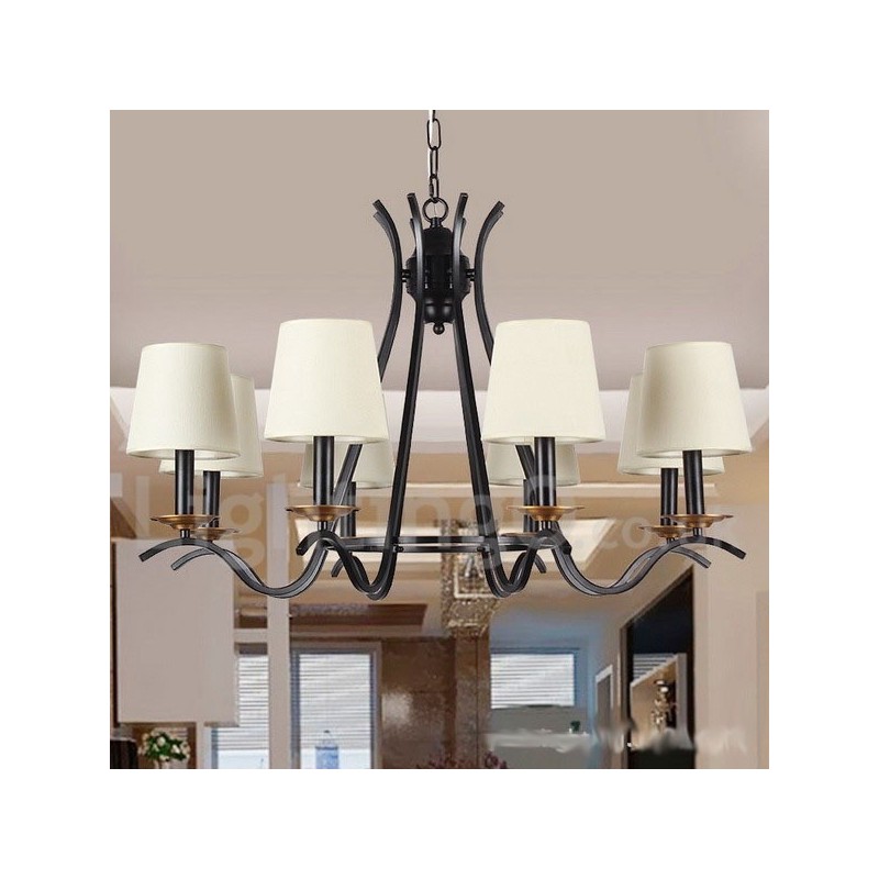 8 Light Black Retro Contemporary Candle Style Chandelier