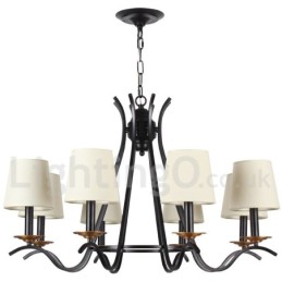 8 Light Black Retro Contemporary Candle Style Chandelier