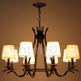 8 Light Black Retro Contemporary Candle Style Chandelier