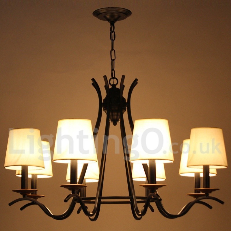 8 Light Black Retro Contemporary Candle Style Chandelier