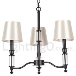3 Light Black Retro Contemporary Candle Style Chandelier
