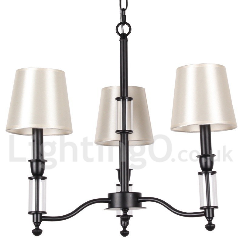 3 Light Black Retro Contemporary Candle Style Chandelier