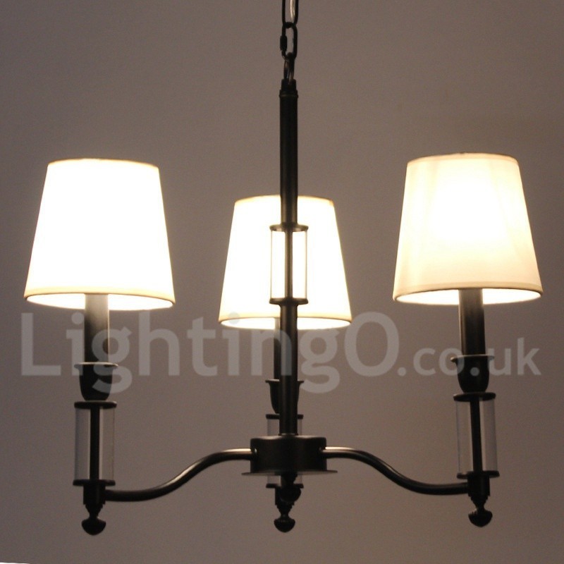 3 Light Black Retro Contemporary Candle Style Chandelier