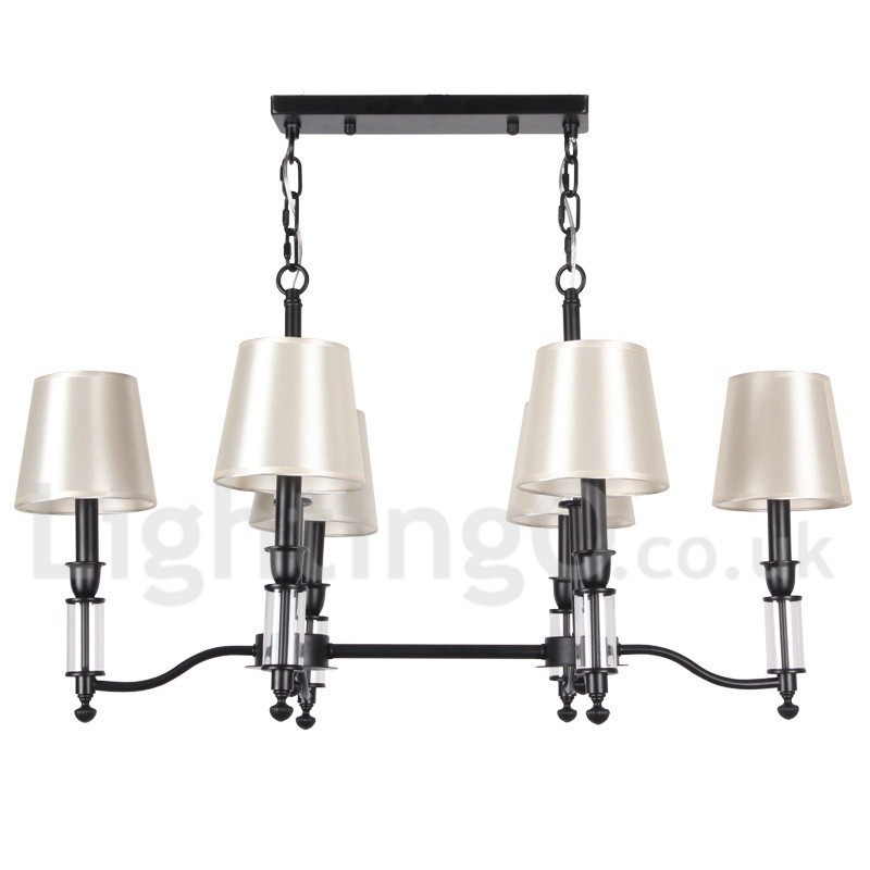 6 Light Rustic Black Retro Contemporary Candle Style Chandelier