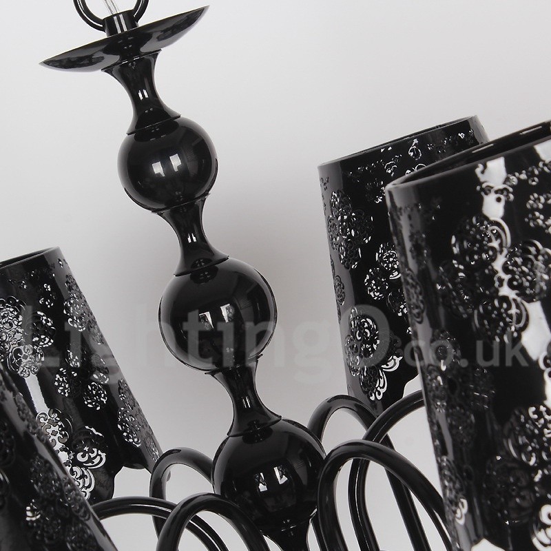 6 Light Modern Contemporary Hollow Black Candle Style Chandelier