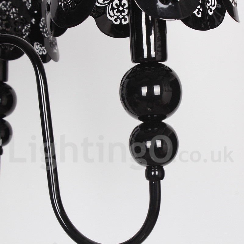 3 Light Modern Contemporary Hollow Black Candle Style Chandelier