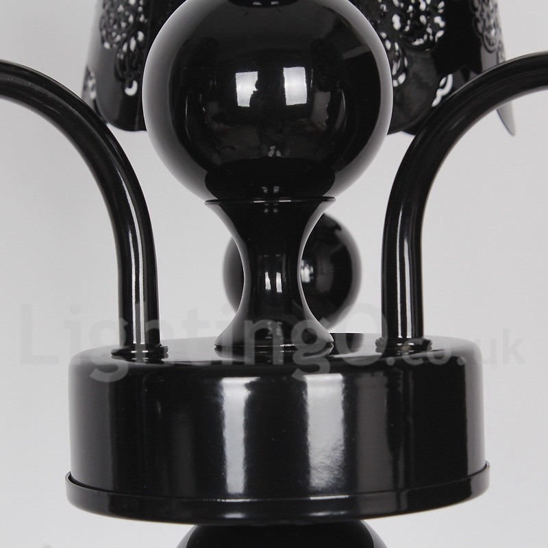 3 Light Modern Contemporary Hollow Black Candle Style Chandelier