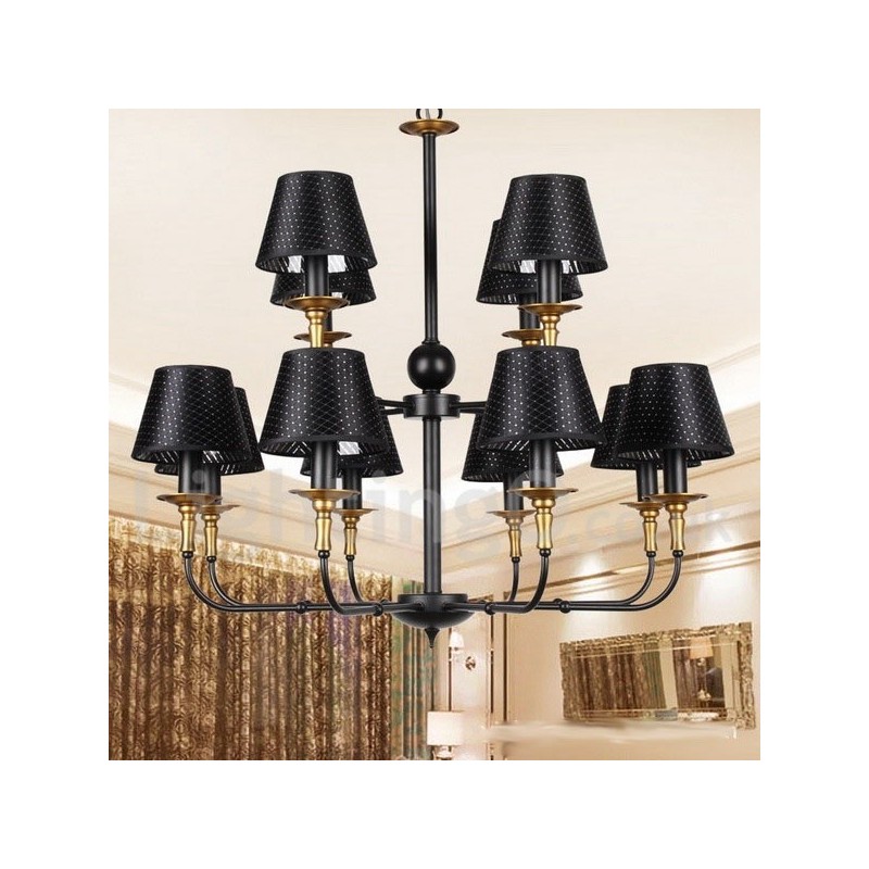 12 Light Retro Rustic 2 Tier Candle Style Chandelier