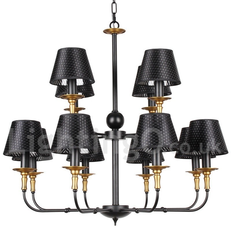 12 Light Retro Rustic 2 Tier Candle Style Chandelier