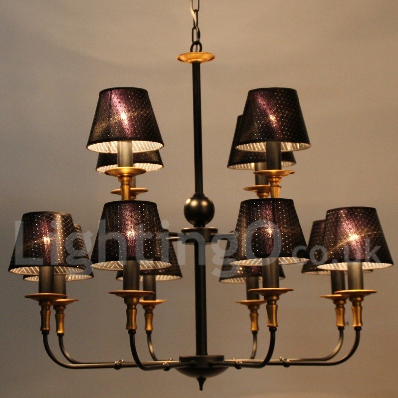 12 Light Retro Rustic 2 Tier Candle Style Chandelier