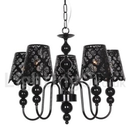 5 Light Modern Contemporary Hollow Black Candle Style Chandelier
