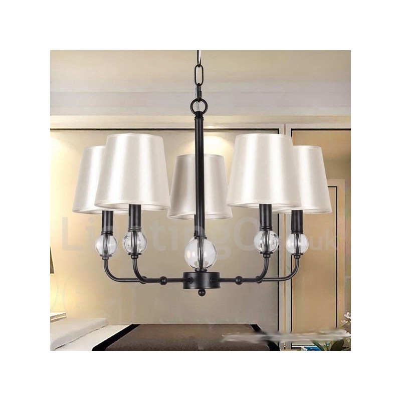 5 Light Rustic Retro Black Contemporary Candle Style Chandelier