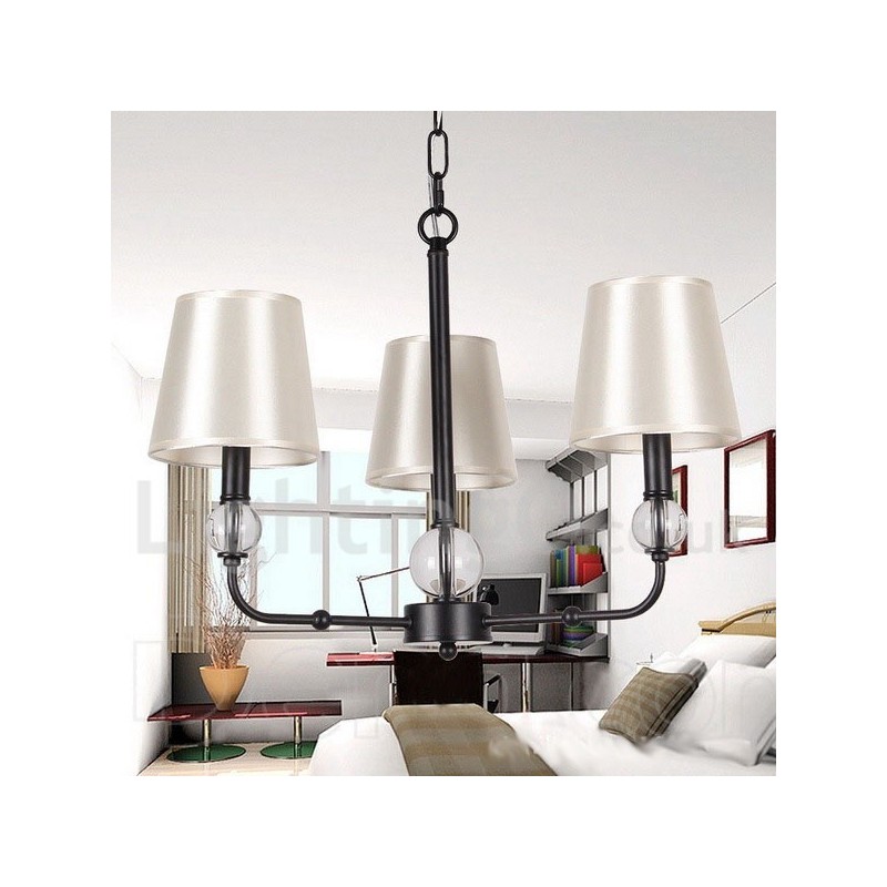 3 Light Retro Black Contemporary Candle Style Chandelier