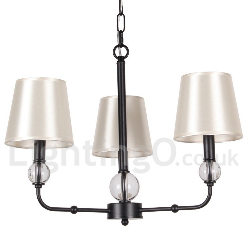 3 Light Retro Black Contemporary Candle Style Chandelier