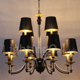 12 Light Black Retro Candle Style Chandelier