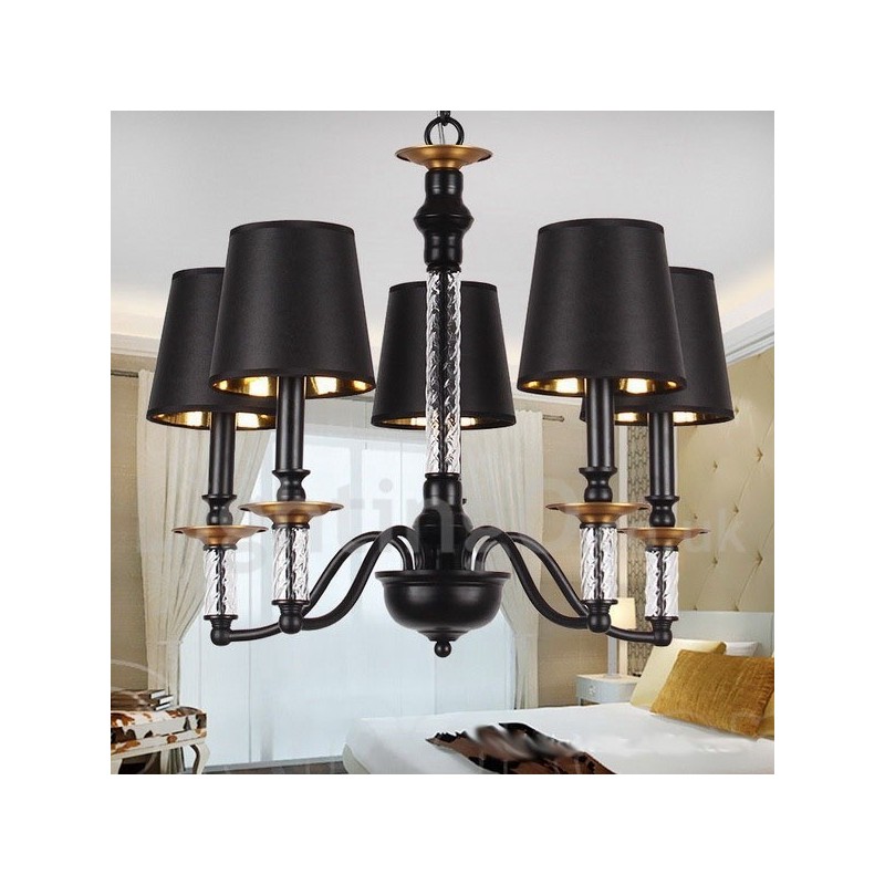 5 Light Black Retro Candle Style Chandelier
