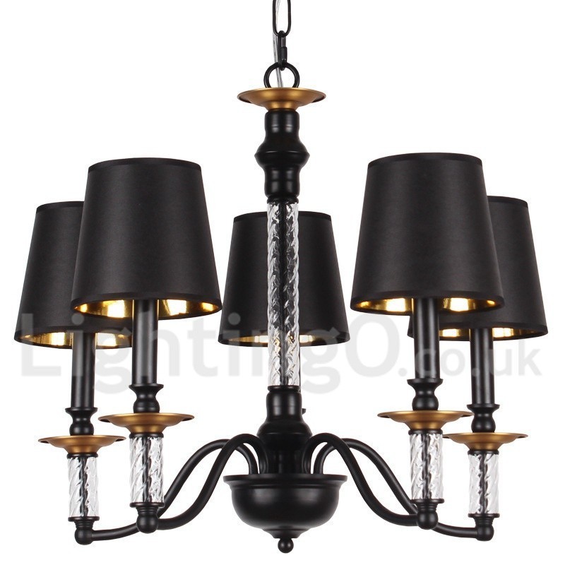 5 Light Black Retro Candle Style Chandelier