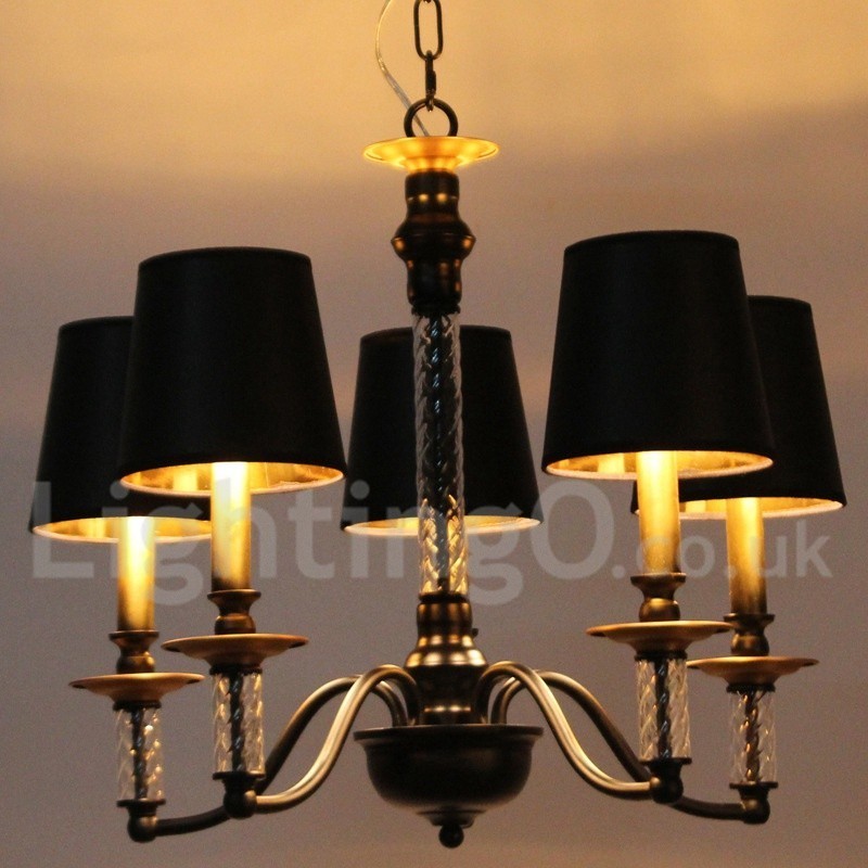 5 Light Black Retro Candle Style Chandelier