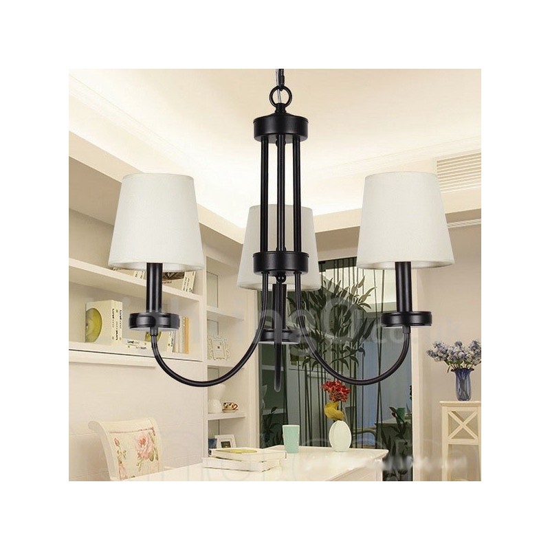 3 Light Retro Contemporary Black Candle Style Chandelier
