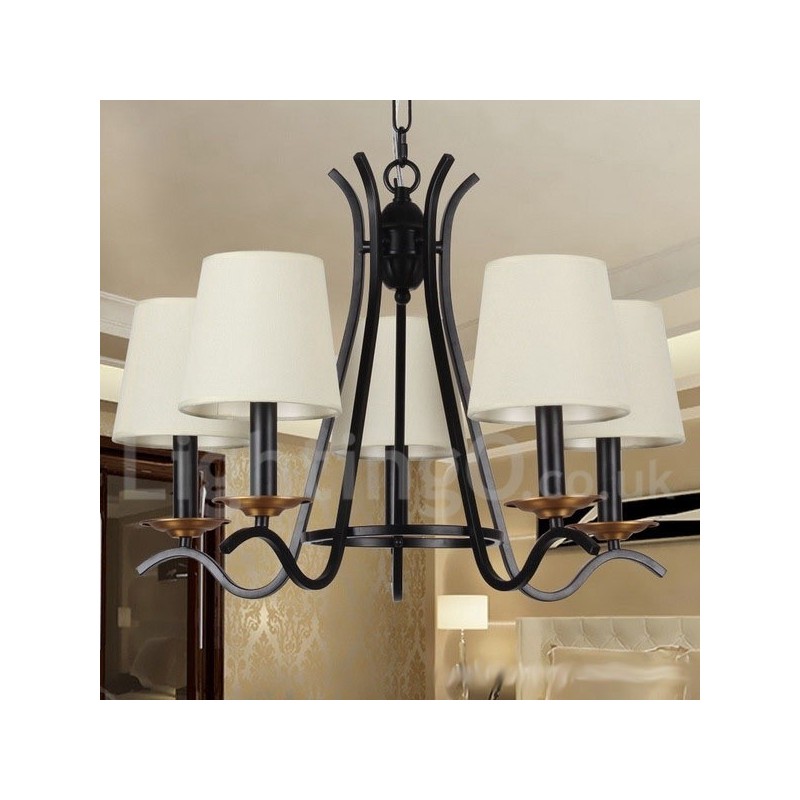 5 Light Black Retro Contemporary Candle Style Chandelier