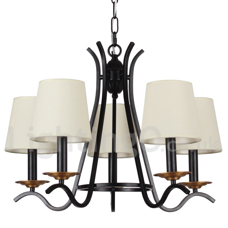 5 Light Black Retro Contemporary Candle Style Chandelier