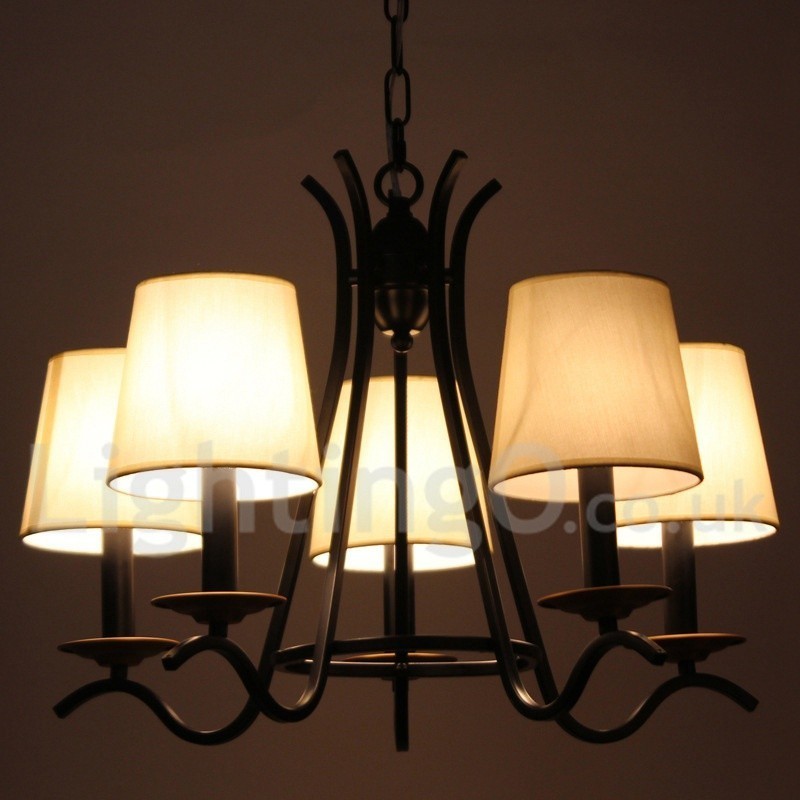 5 Light Black Retro Contemporary Candle Style Chandelier