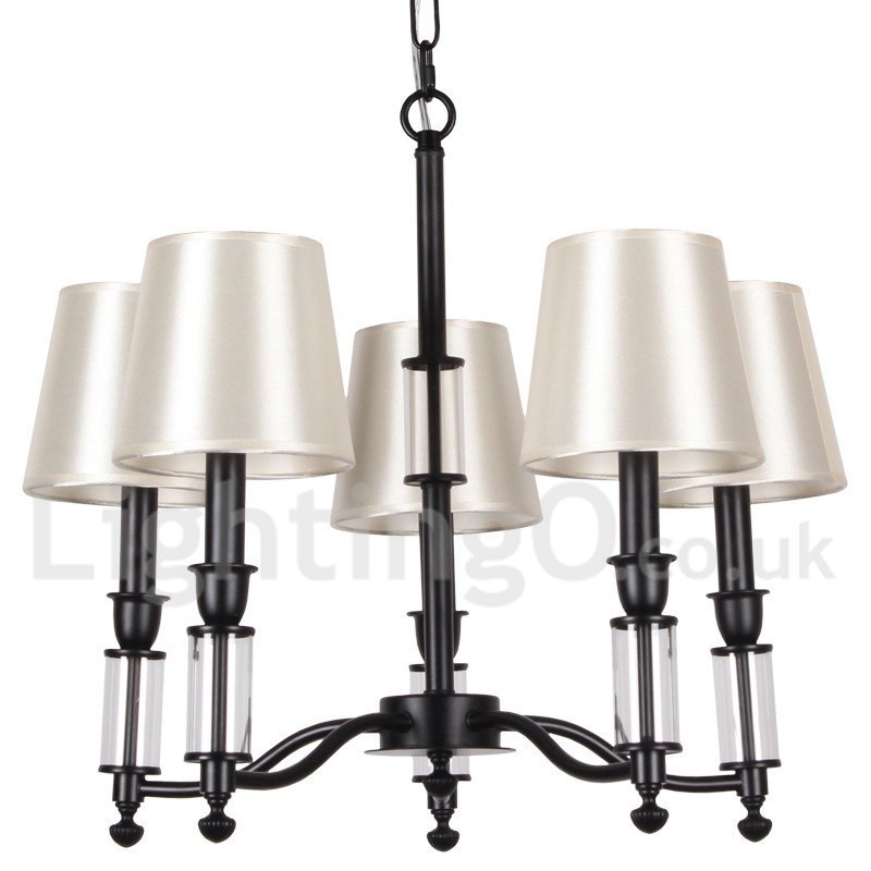 5 Light Black 2 Tier Large Chandelier Retro Contemporary Candle Style Chandelier