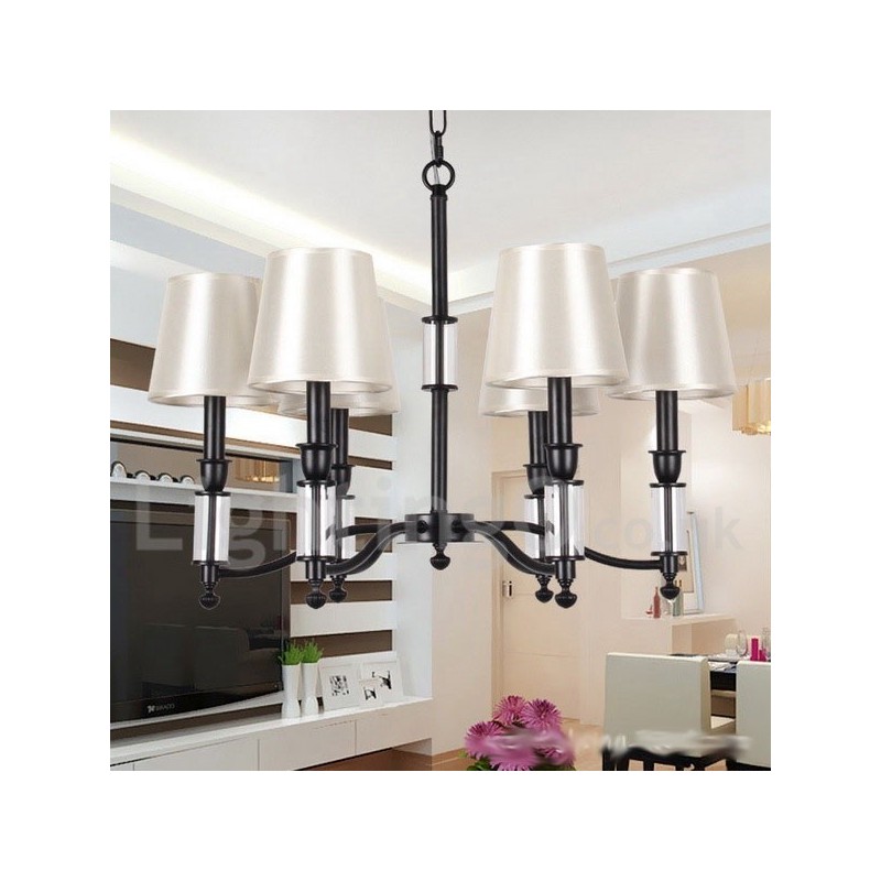 6 Light Black Retro Contemporary Candle Style Chandelier
