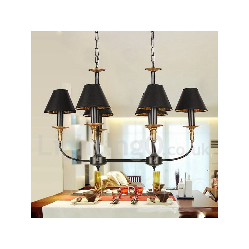 6 Light Retro Contemporary Candle Style Chandelier