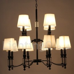 12 Light Black 2 Tier Large Chandelier Retro Contemporary Candle Style Chandelier