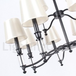 12 Light Black 2 Tier Large Chandelier Retro Contemporary Candle Style Chandelier