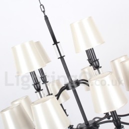 12 Light Black 2 Tier Large Chandelier Retro Contemporary Candle Style Chandelier
