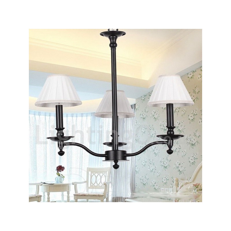 3 Light Retro Contemporary Black Candle Style Chandelier