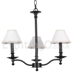 3 Light Retro Contemporary Black Candle Style Chandelier