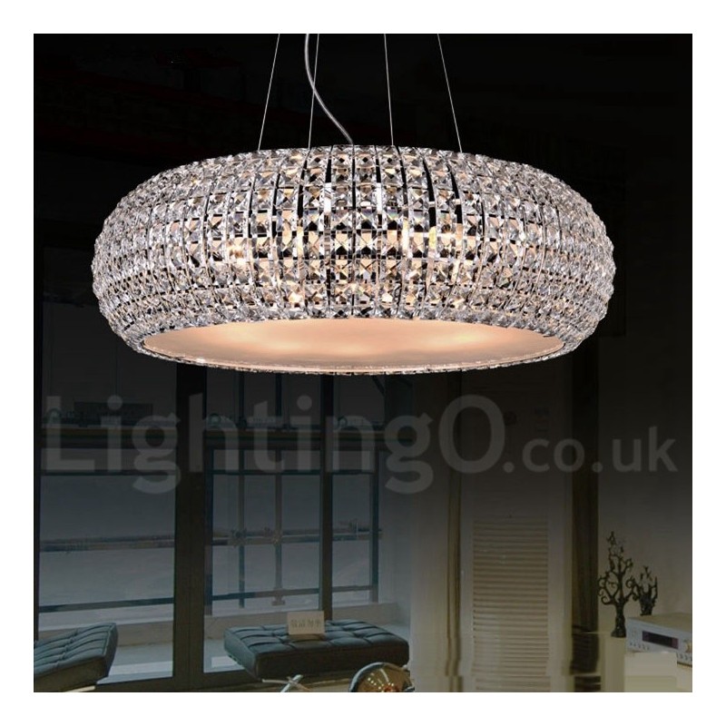 Modern K9 Crystal Ceiling Pendant Light Indoor Chandelier Drum Lighting Lamps Fixtures