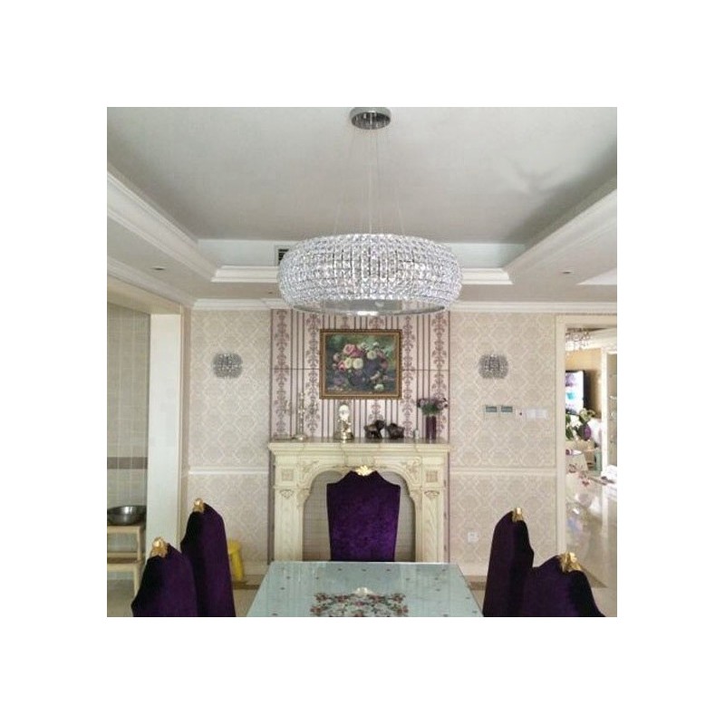 Modern K9 Crystal Ceiling Pendant Light Indoor Chandelier Drum Lighting Lamps Fixtures