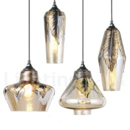 European Retro Glass Pendant Light Lounge Pendant Lamp