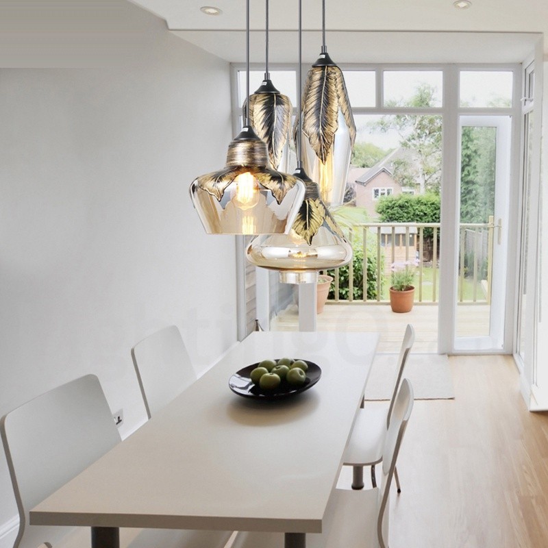 European Retro Glass Pendant Light Lounge Pendant Lamp