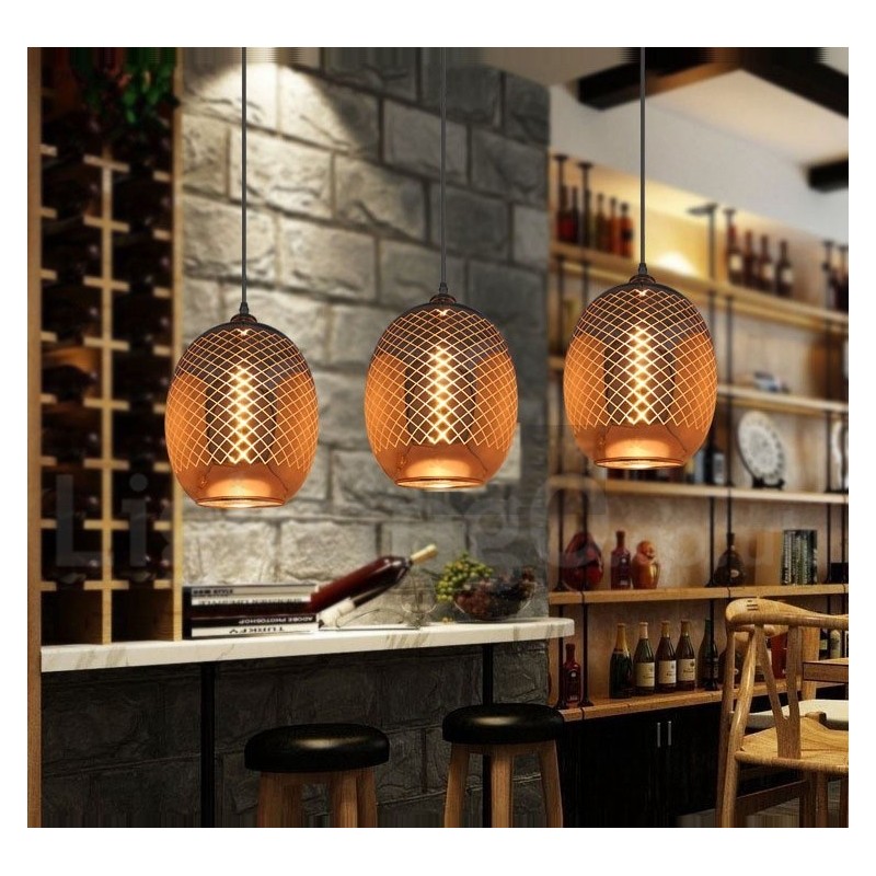Rustic Glass Pendant Light European Cafe Pendant Lamp