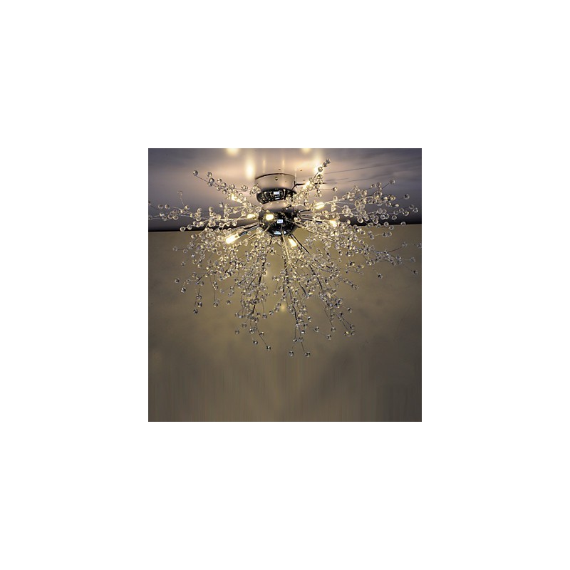 Modern Globe Crystal Chrome Metal Chandelier