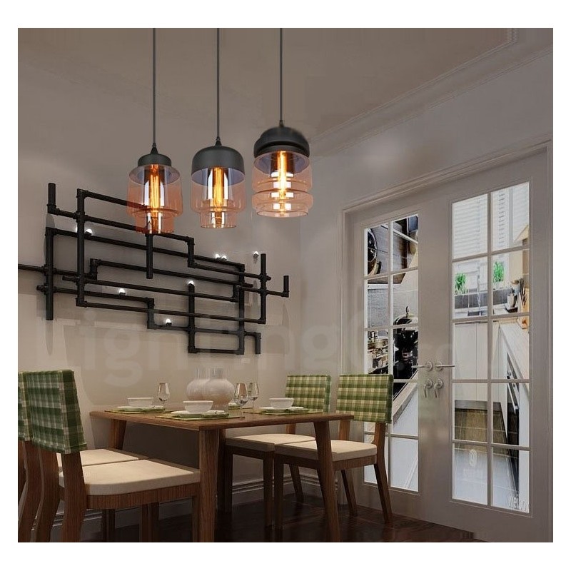 Rustic Glass Pendant Light European Lounge Pendant Lamp
